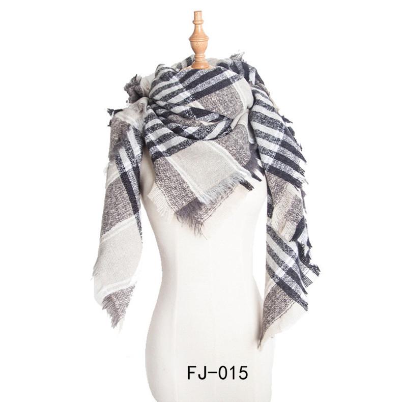 European & American Autumn/Winter Thick Double-Sided Plaid Scarf & Shawl for Women