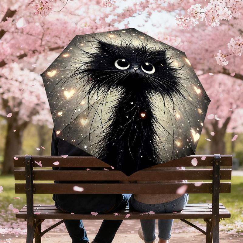 1PC cat heart Automatic Open/Close Umbrella with Windproof, 8-Rib Sturdy Canopy, Durable Ribs, Fashionable Design,1279a