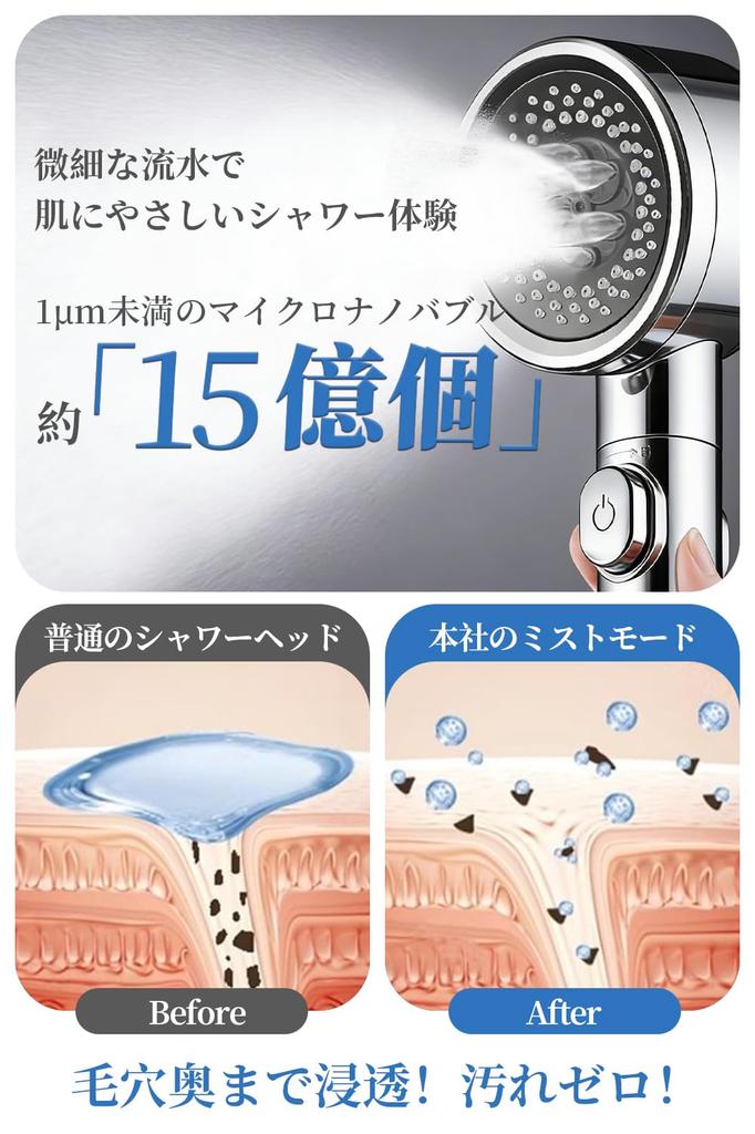 SIWING Blasen Duschkopf Schönheit und Funktionalität für eine exquisite Dusche Hoher Wasserdruck Starker Wasserstrahl 3 Strahlarten Handheld Stopp-Funktion Nebel Chlor Poren Inklusive