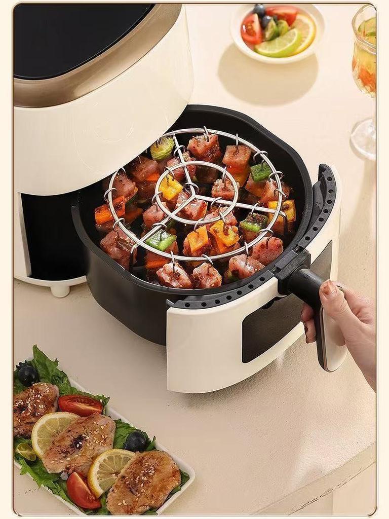 Air Fryer Specialized Barbecue Rack, Round Multi-Prong Detachable Hanging Skewer Holder, Oven Barbecue Rack, (12/24/36 Skewers)