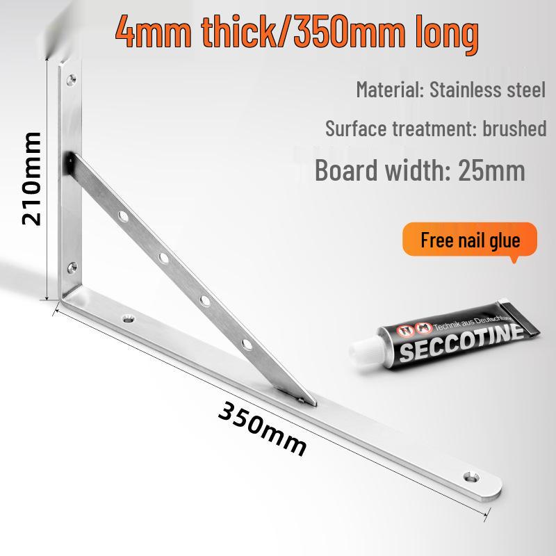 No-Drill Stainless Steel Triangle Shelf Bracket - Storage Rack Support Corner Code