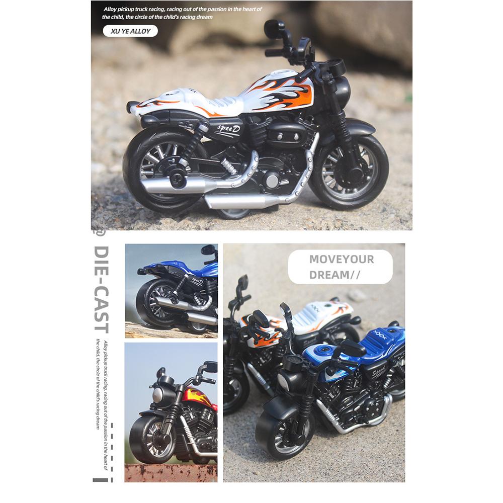 1/36 Alloy Motorcycle Model Decoration Locomotive Motorbike Toy Decor Simulation Racing Pull Back Car Children's Boy Toy Gift