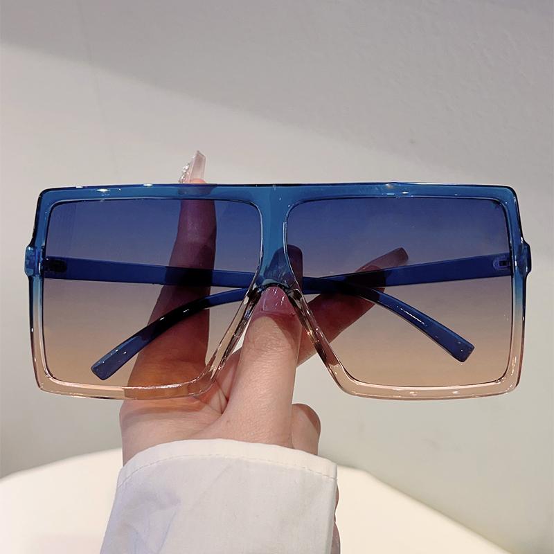 Oversized Square Sunglasses Women New Stylish Gradient Multicolor Shades Trendy Brand Design Outdoor Casual Sun Glasses