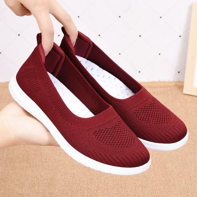 Sommer neue fly-gewebte Schuhe flachsohlige Damenschuhe Einschlupfschuhe weichsohlige vielseitige atmungsaktive Schuhe