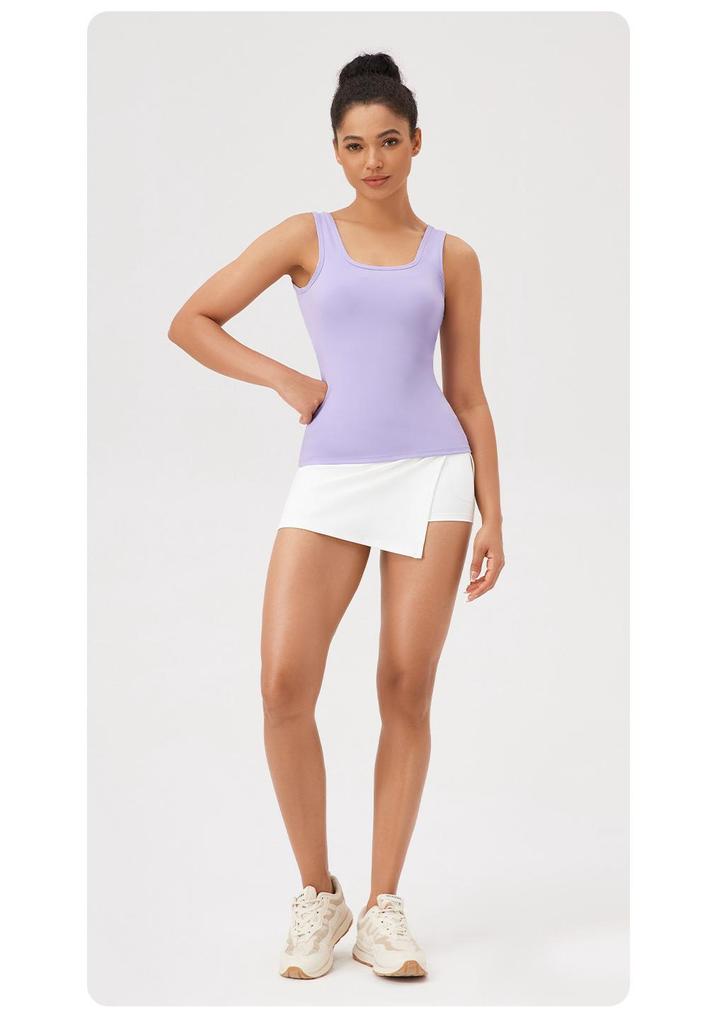European & American Quick-Dry Yoga Vest: Nude Feel, Slimming, Tight-Fit, Square Neck Running Top