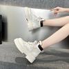 Summer Hollow Breathable Cool Boots Women's Genuine Leather Perforated Martin Boots with Increased Height Inside Casual Short Boots