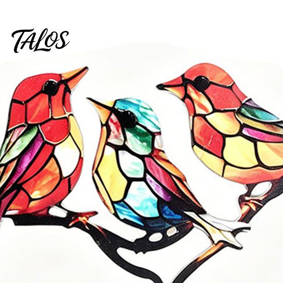 Decorative Accents for Coffee Table Acrylic Birds On Branch Desktop Ornament, Colorful Stained Glass Style Bird Lifelike Hummingbird Sculptures