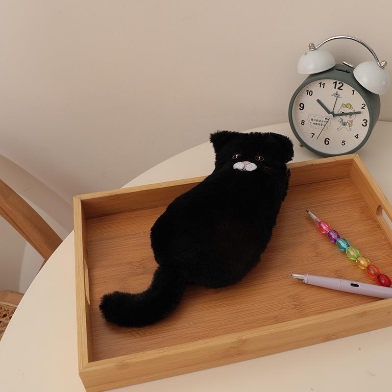 Cartoon Cute Cat Animals Plush Pencil Case Large Capacity Portable Travel Storage Bag School Supply Student Stationery Kids Gift