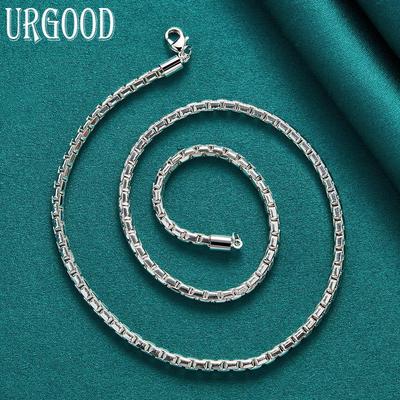 925 Sterling Silver 4mm Bamboo Chain Necklace Gift Fashion Jewelry