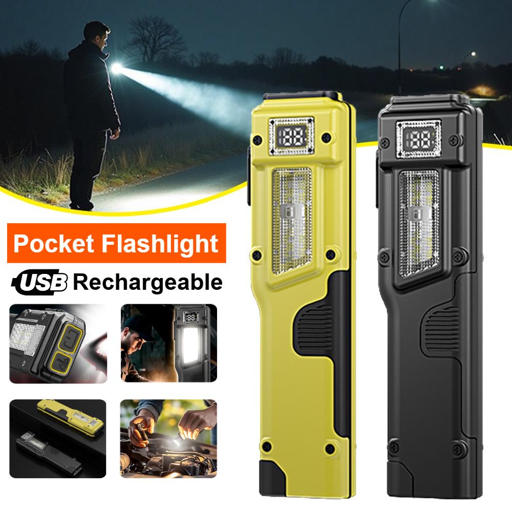 Rechargeable LED Flashlight W/ Side & Clip Multiple Modes Pocket EDC Torch for Camping Hiking Outdoor Inspection,Gift Idea