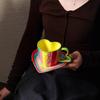 Creative Ceramic Mugs Striped Rainbow Couple Ceramic Heart-shaped Cups Coffee Cup Afternoon Tea Accessories Drinking Utensils