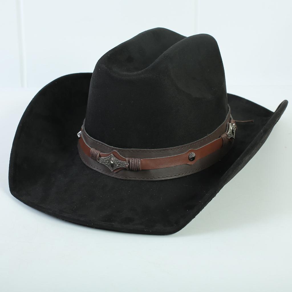 Popolare cappello western da cowboy in camoscio stile europeo e americano per uomo e donna, semplice e alla moda, a tesa larga, cappello jazz