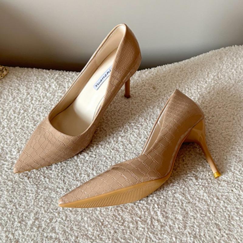 Fashion Fashion Slim Heel Shoes Spring New Style Pointed Head Shallow Mouth Set Foot Anti-slip Wear-resistant High Heels