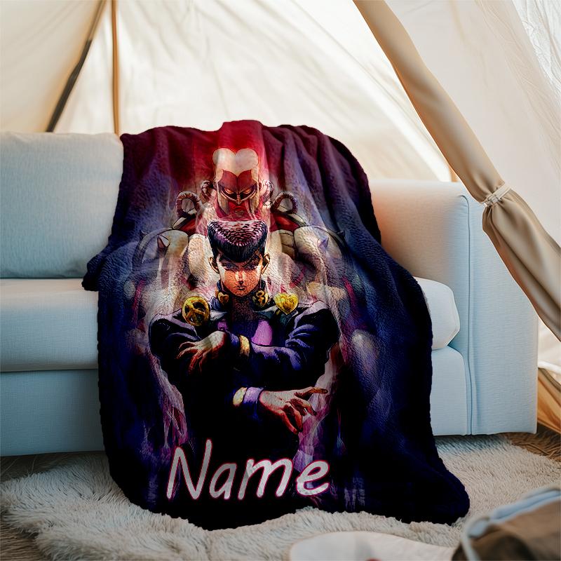 Personalized Custom Name Blanket - JoJo's Bizarre Adventure Print Design,Blanket for Sofa,Bed,Travel,Camping - Soft and Warm, Great Gift