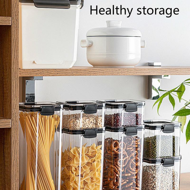 Transparent Square Sealed Fresh-keeping Box Japanese Style Kitchen Grain Storage Tank for Snacks and Dried Fruits