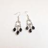 Black Crystal Teardrop Tassel Earrings - Retro Victorian Gothic Baroque Style