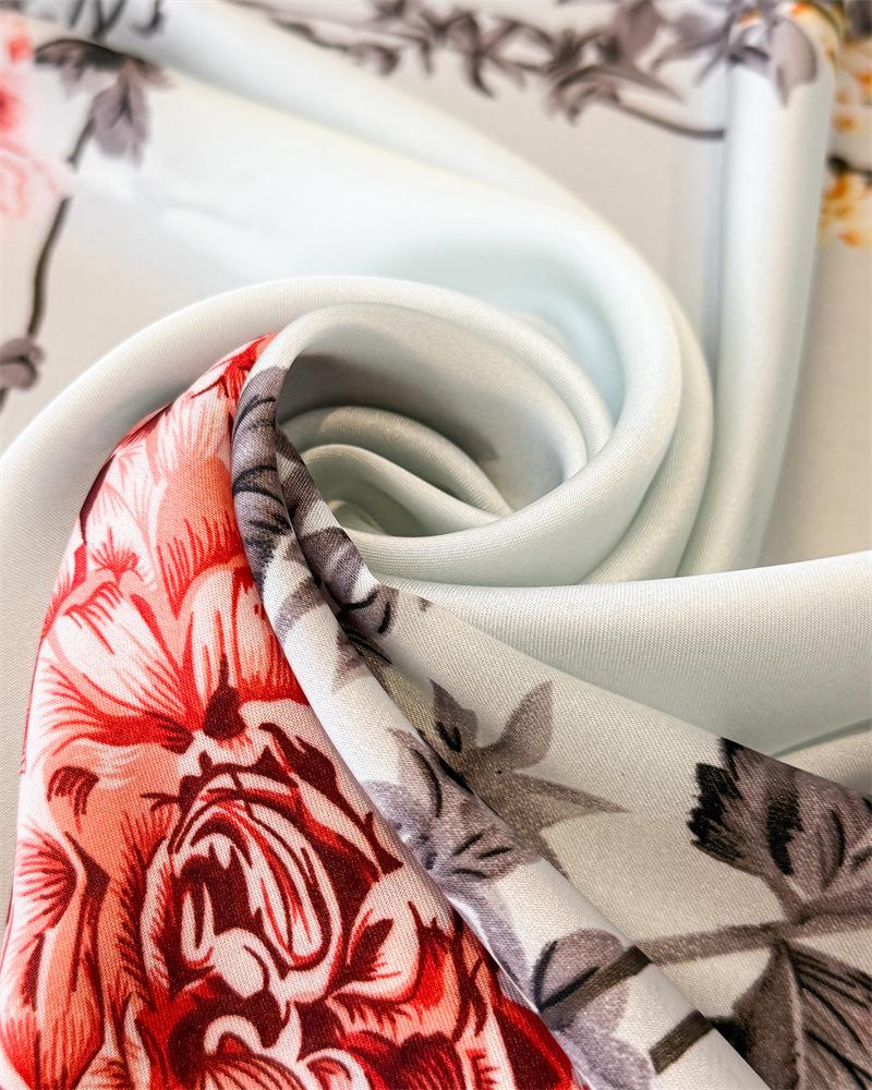 Elegant Ladies Square Scarf for Women Floral Print Versatile Seasonal Decorative Necktie Fashionable Headband Bandana