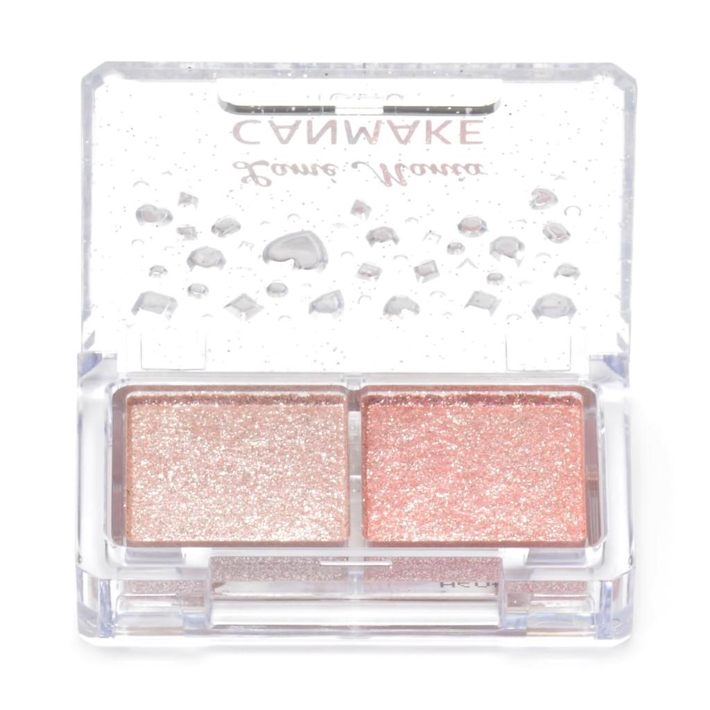 Canmake Glitter Mania 02 Pastel Pink 2.7g Eyeshadow, Glitter, Shiny, Pearl, Two-Color Eyeshadow,