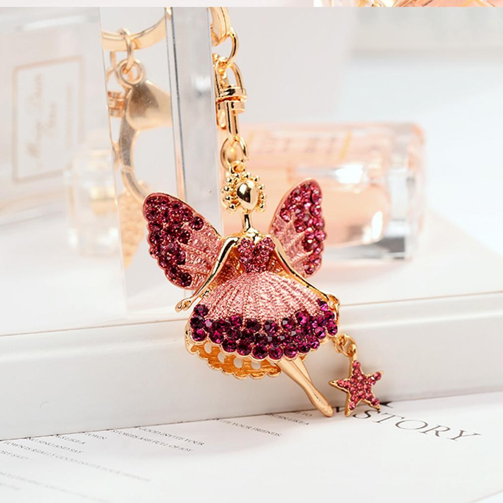 Pack of 2 Women Keychain Zinc Alloy Crystal Car Key Chain Cute Delicate Keyrings Hanging Decoration Pendant Girls Teen