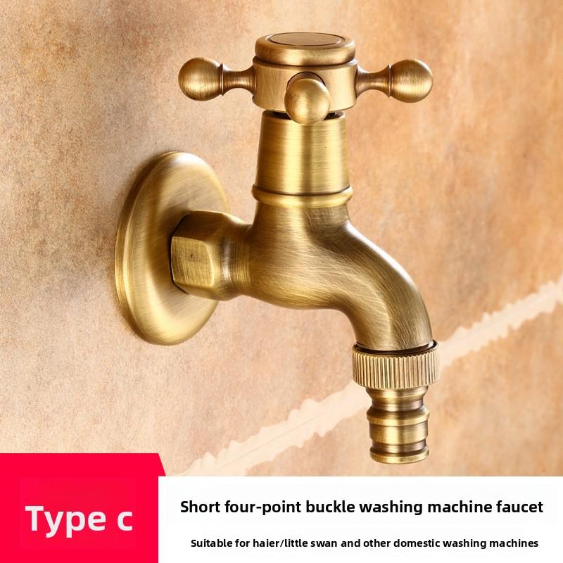 Vintage Solid Brass Jednouchwytowy kran do pralki ścienny kran wodny