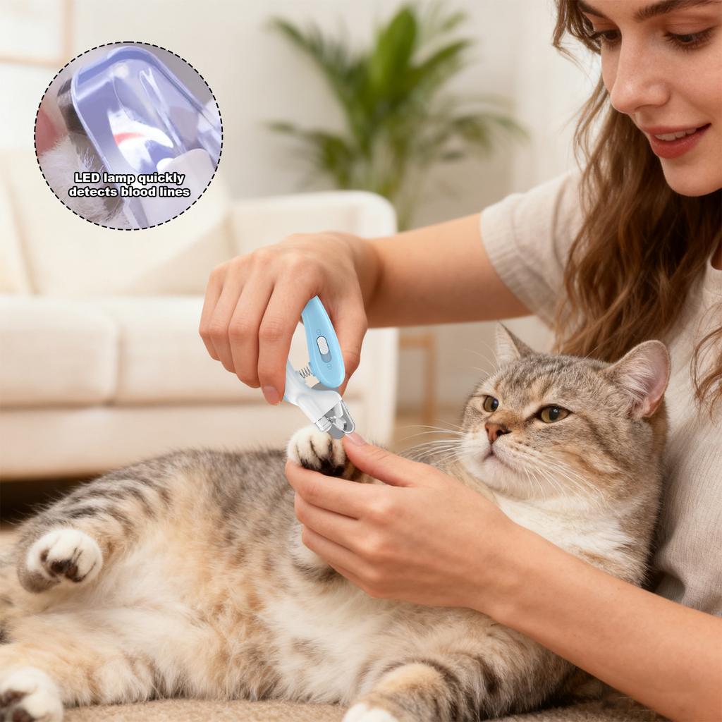 LED Pet Nail Clippers For Cats And Dogs, Easy Blood Line Detection NailTrimmer, Safe & Sharp Cutter