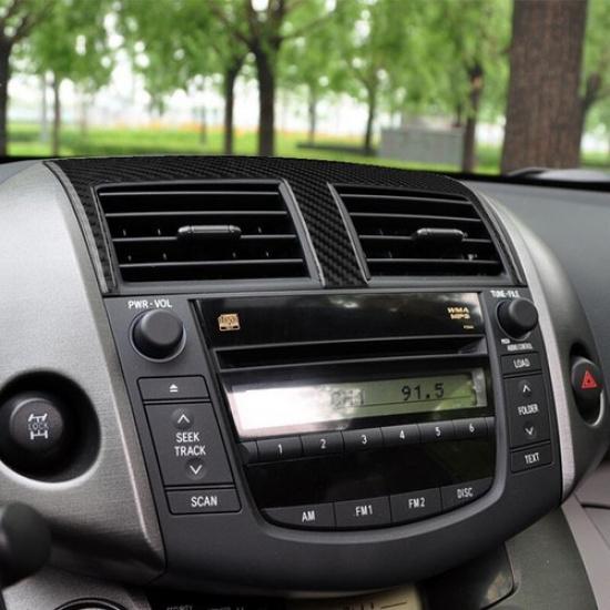 Carbon Fiber Center Console Air Vent Outlet Cover Fit For Toyota RAV4 2006-2012