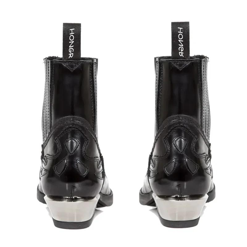 Spanish Trendy  Men Punk Chelsea Autumn and Winter New Western Cowboy Women's High Heel Square Head Short Boots