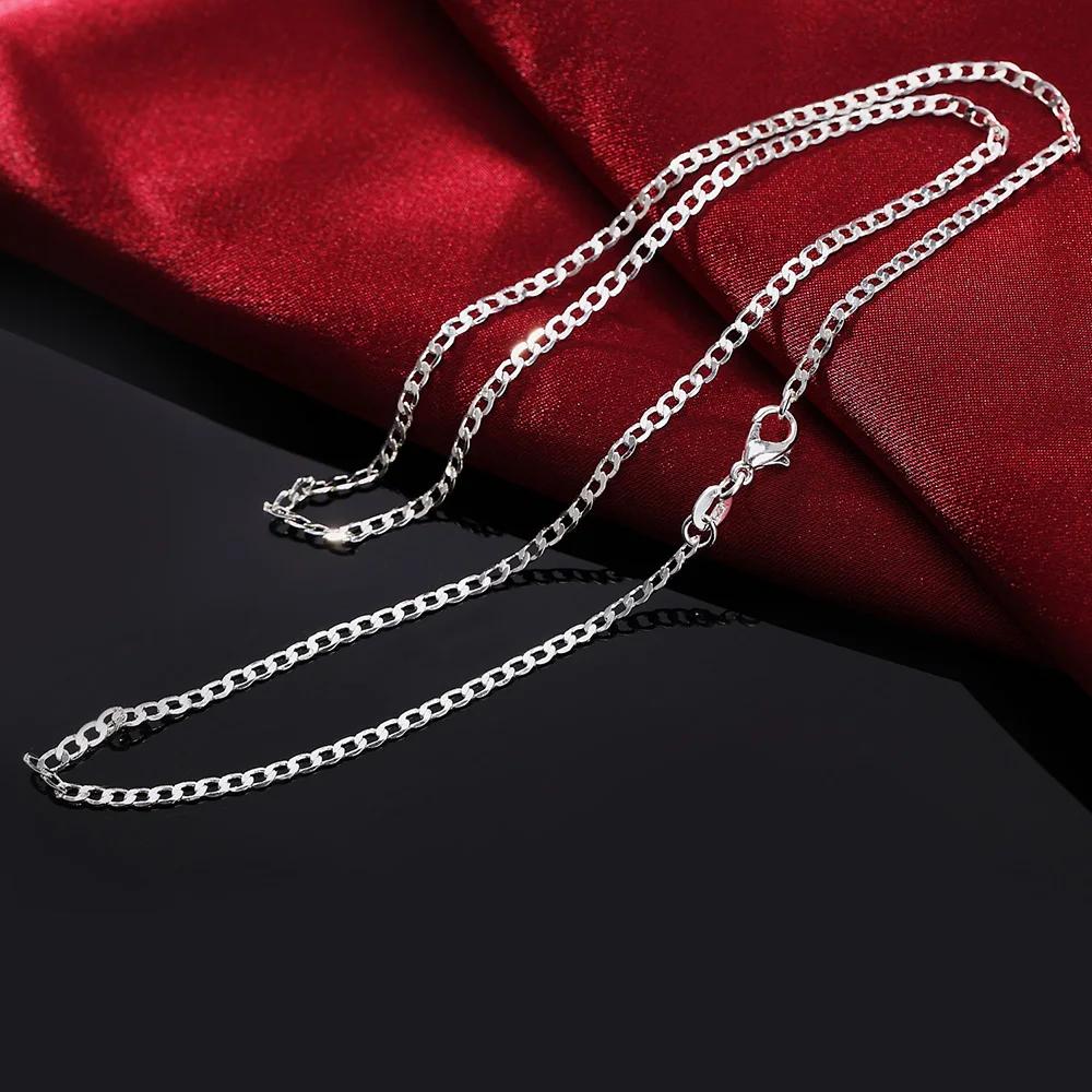 Classic 2MM Flat Sideways chain Copper Necklace for Women Men 16-30 Inches fashion s Jewelry gifts