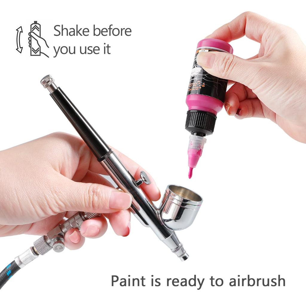 SAGUDIO Airbrush Acrylic Paint Set 24 * 30ml (1oz) Basic Colors with Color Wheel - Airbrush color set, ready for airbrush painting.