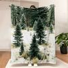 1PC Winter Forest Print Blanket — Made of soft plush flannel, it's perfect for sofas, beds, or loungers. Ideal for home decor an