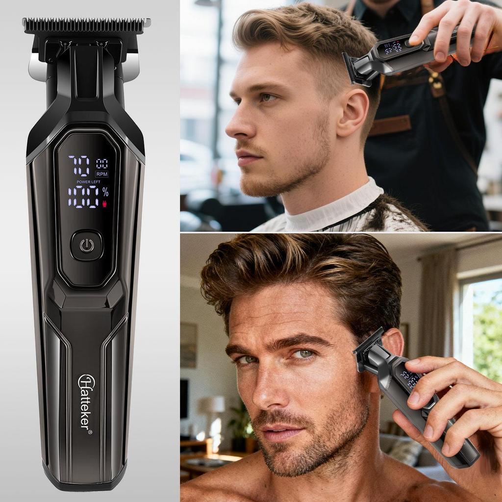 Hatteker Multi-Functional Hair Clipper with Digital Display Multiple Guide Combs 3-Color Options for Men's Grooming