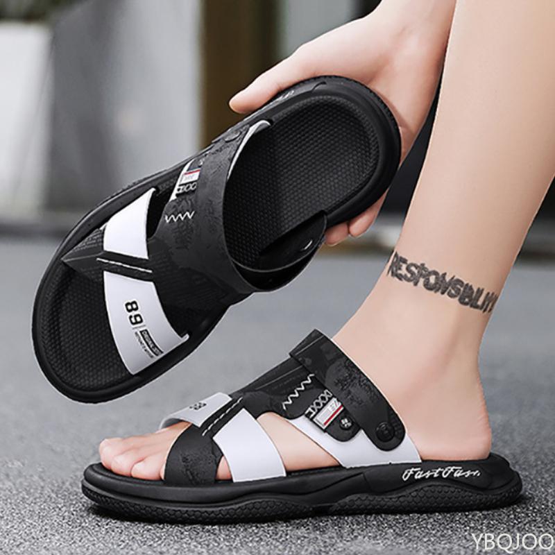 

Мода 2025 Мужские легкие сандалии Летняя мода Пляжная обувь Двухцелевые уличные нескользящие сандалии Трендовые повседневные Мужские тапочки Homme 45