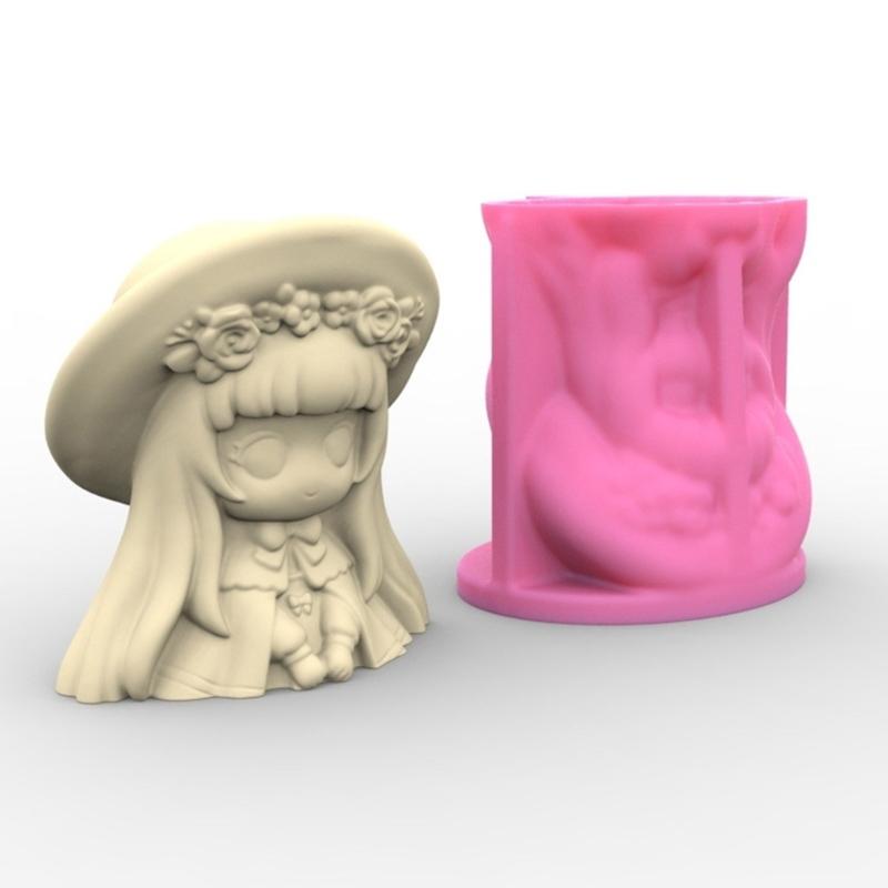 Durable Silicone Mold Exploy Casting Mould Girl Shaped Succulent Planter Molds Clay Molds for DIY Making Resin Flowerpot