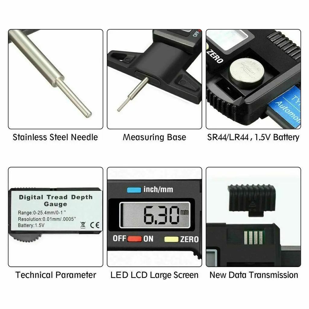 Digital Car Tyre Tire Tread Depth Gauge Meter Measurer Auto Tire Wear Detection Tool Caliper Thickness Gauges Monitoring System