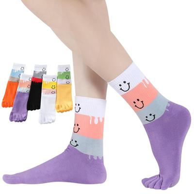 5 Toe Hard To Take 5 Toe Odor One Size Fits Mid Length of 5 Pairs In 5 [MgDa] Women's Socks, Off, Socks, Breathable, Resistant, Most, (L Smile/Set