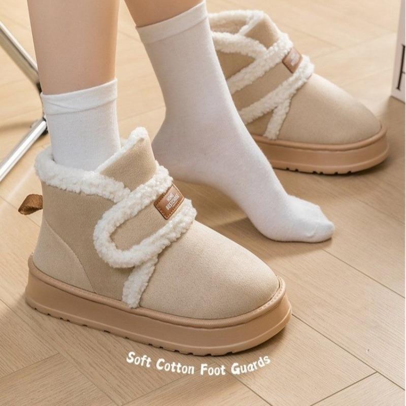 Fashion Warm Cotton Shoes for Women Winter Platform Shoes Soft Plush Thick Sole Couples Home Boots Women Comfortable Soft Mid Calf Boots