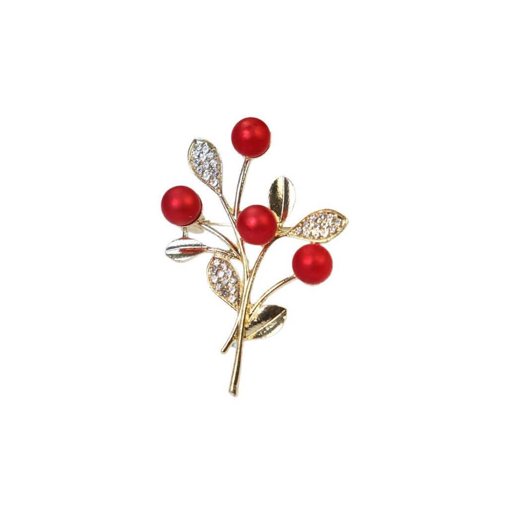 Chinese Red Lucky Tree Brooch: Wedding Celebration Corsage & Clothing Accessory