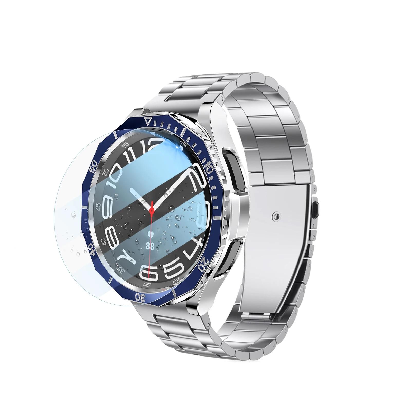 

Модификационный комплект 4-в-1 для Samsung Galaxy Watch 6 Classic 43мм 47мм Металлический ремешок из нержавеющей стали TPU Чехол Защитная рамка Защитная пленка Watch 6 Classic 47mm