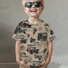 Summer Round Neck Vehicle Themed 3D Printed Top Fashionable Casual Short Sleeved Children's Boy T-shirts