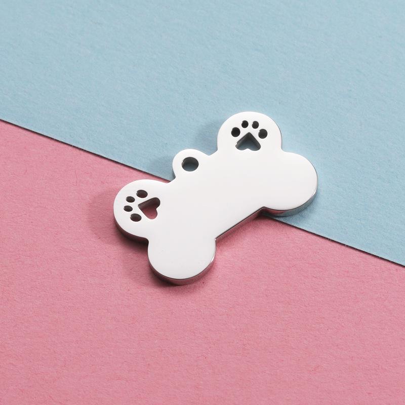 Подвеска в виде собачьей косточки и лапки из титановой стали для самодельных украшений для домашних животных