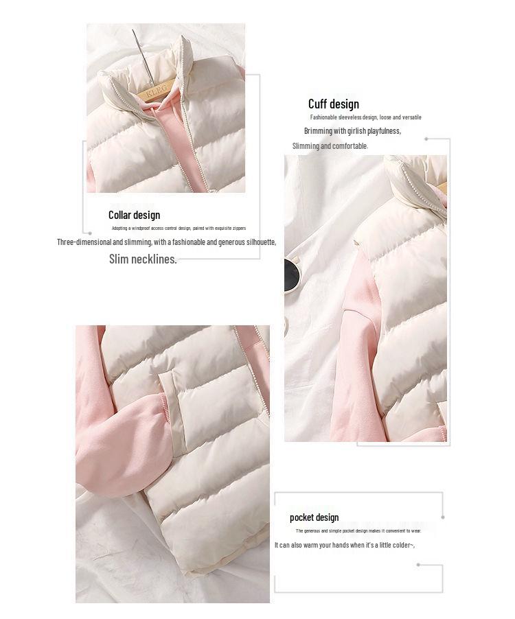 Korean-Style Loose Winter Cotton Vest for Female Students - Sleeveless, Cotton-Padded, Bread-Style, Thickened Women's Coat