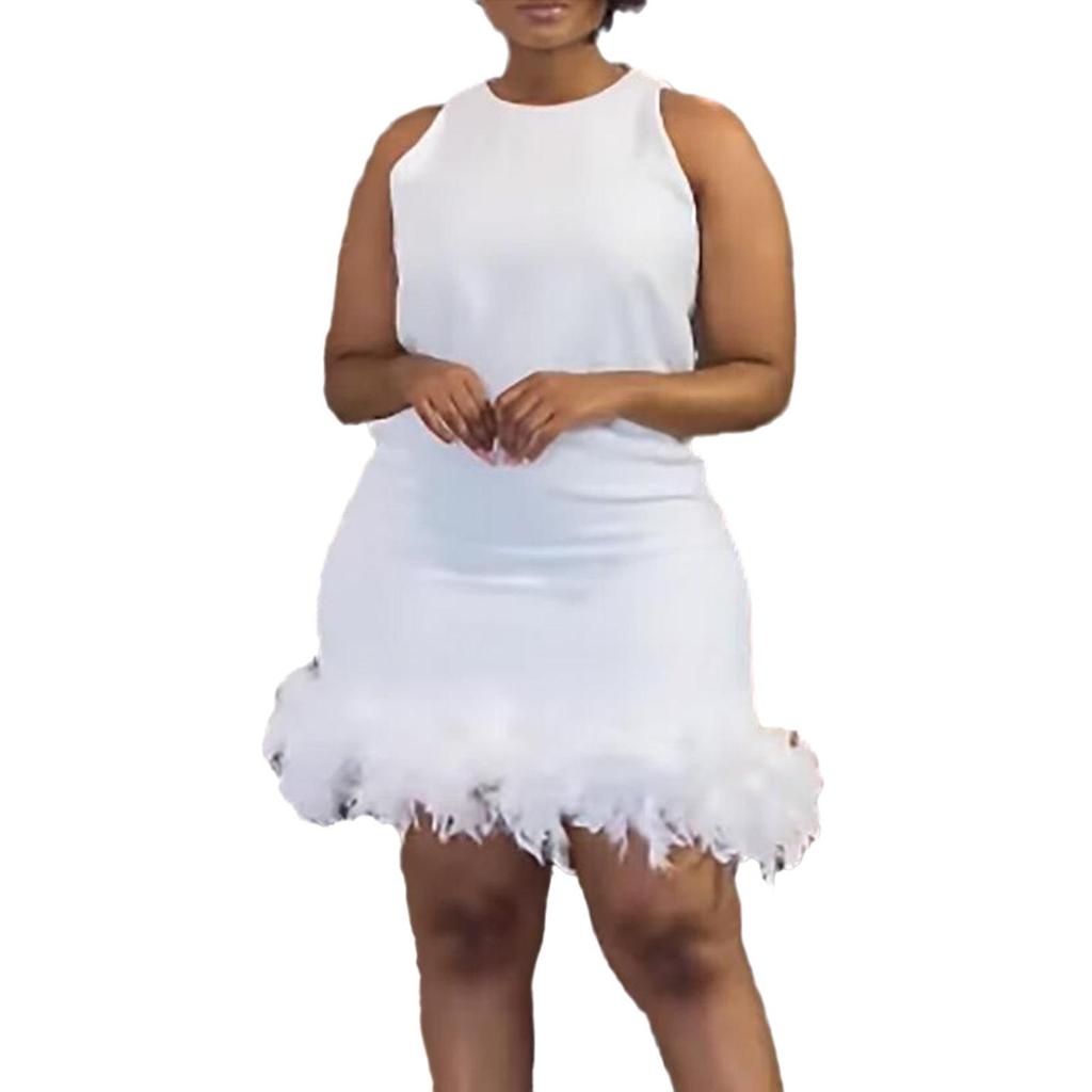 K2767 Slim Fit Casual Feather Hip-Hugging Vest Dress