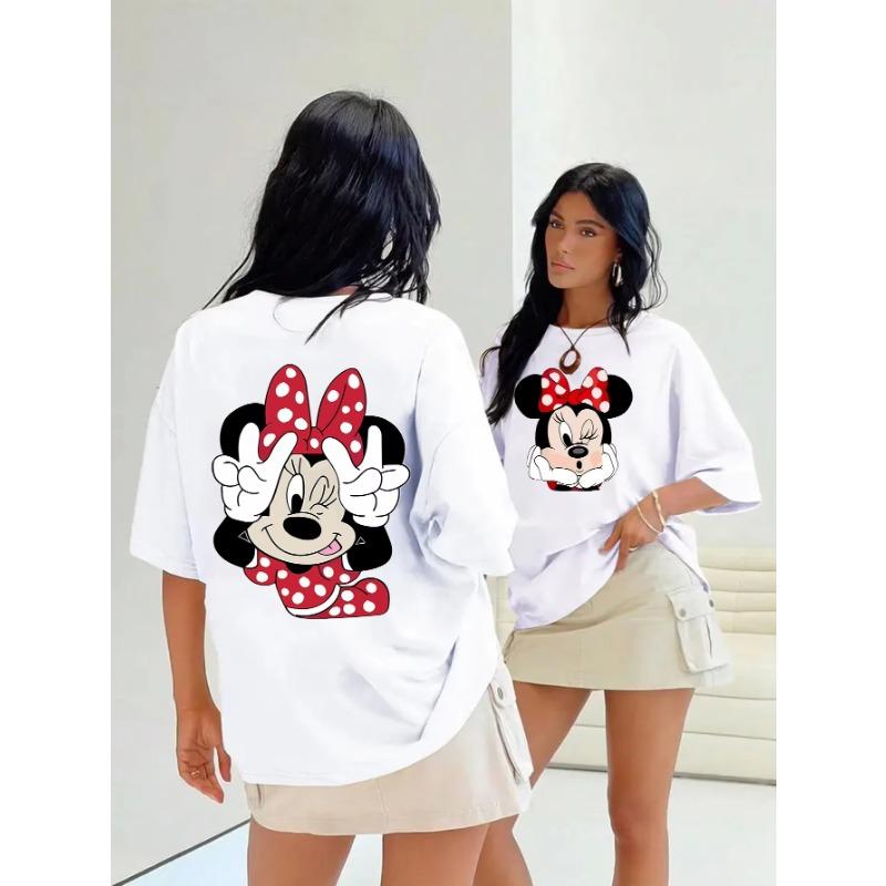 Minnie Mouse Polka Dot High Quality Oversized Cotton Tees Double Sided Cute Print S