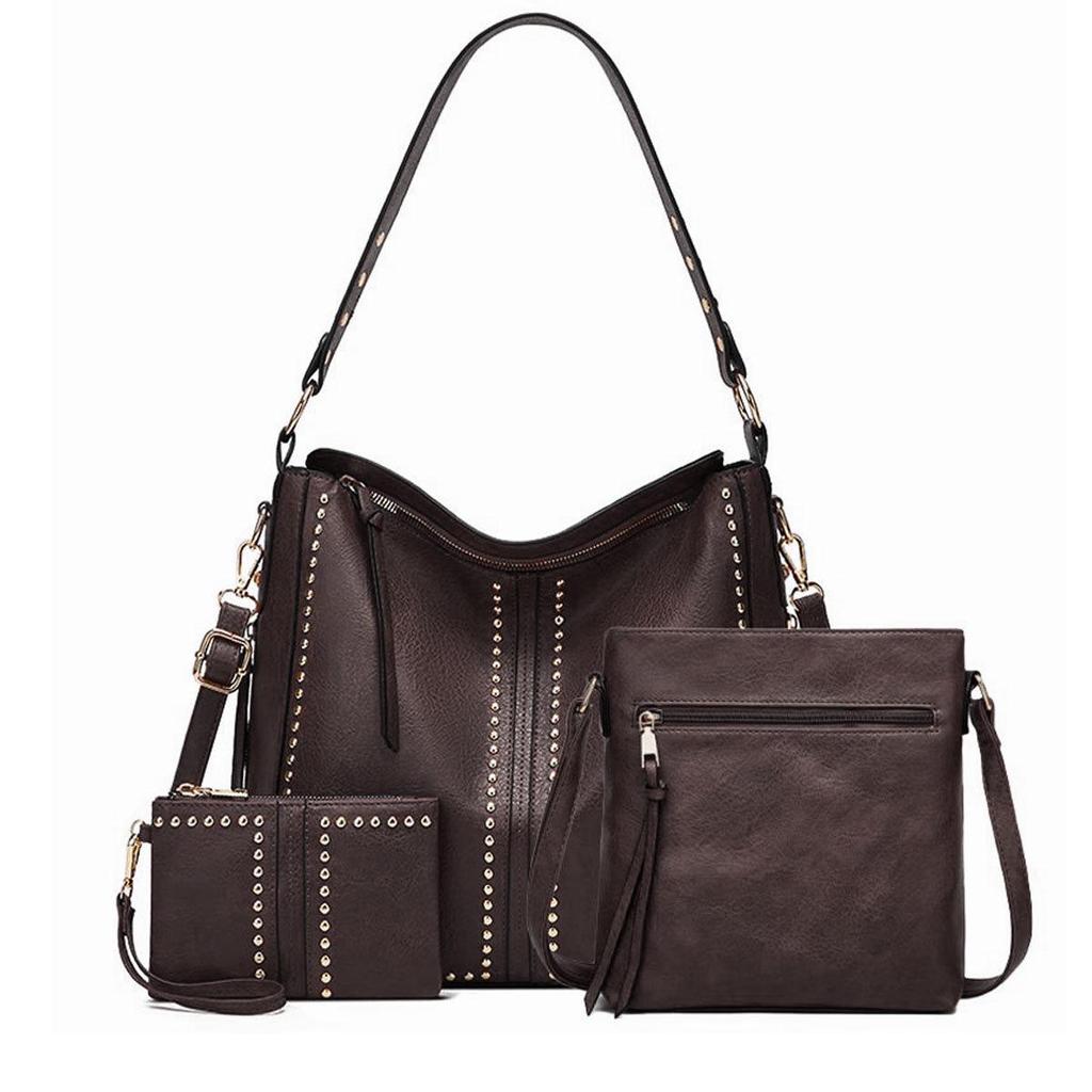 2022 Women's PU Handbag Set: European & American Style Crossbody and Shoulder Bag Trio