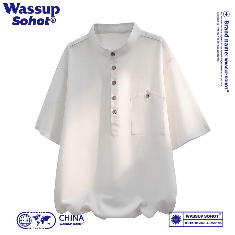 Wassup Sohot Men s Linen Blend Breathable Short Sleeve T-Shirt M
