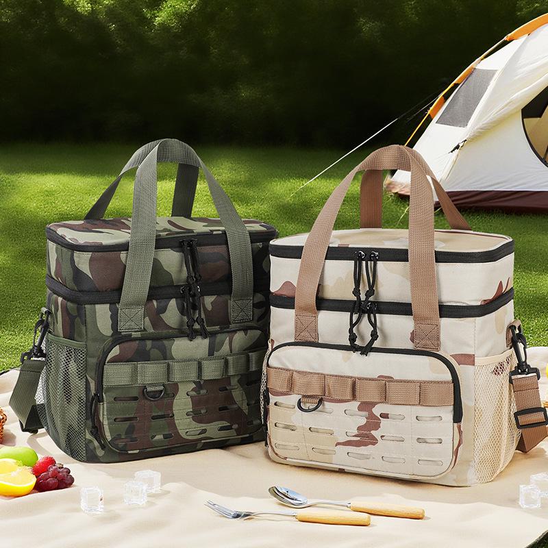 Camouflage Double-Layer Insulated Picnic & Camping Bag - Large Capacity Crossbody Thermos Bag