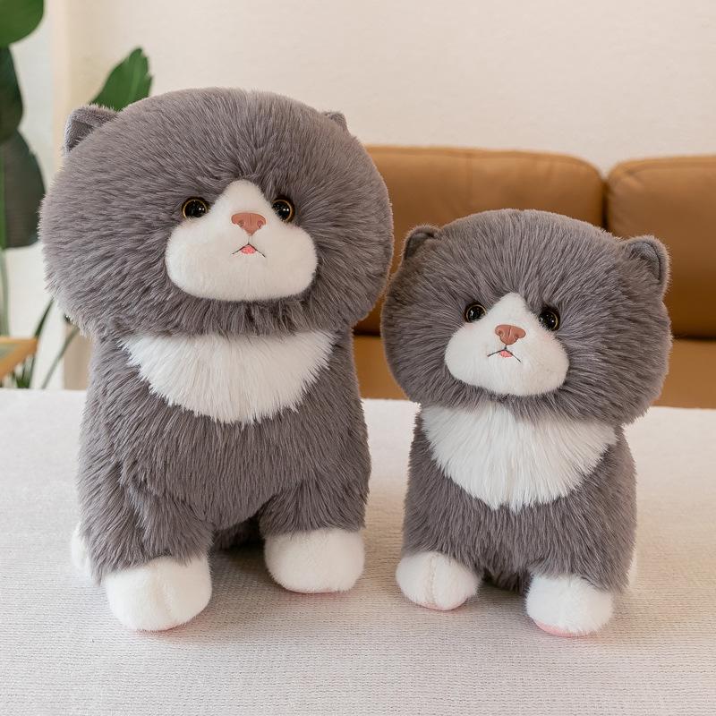 Adorable Short-Eared Cat Plush Toy - Soft Cuddly Doll for Kids and Cat Lovers