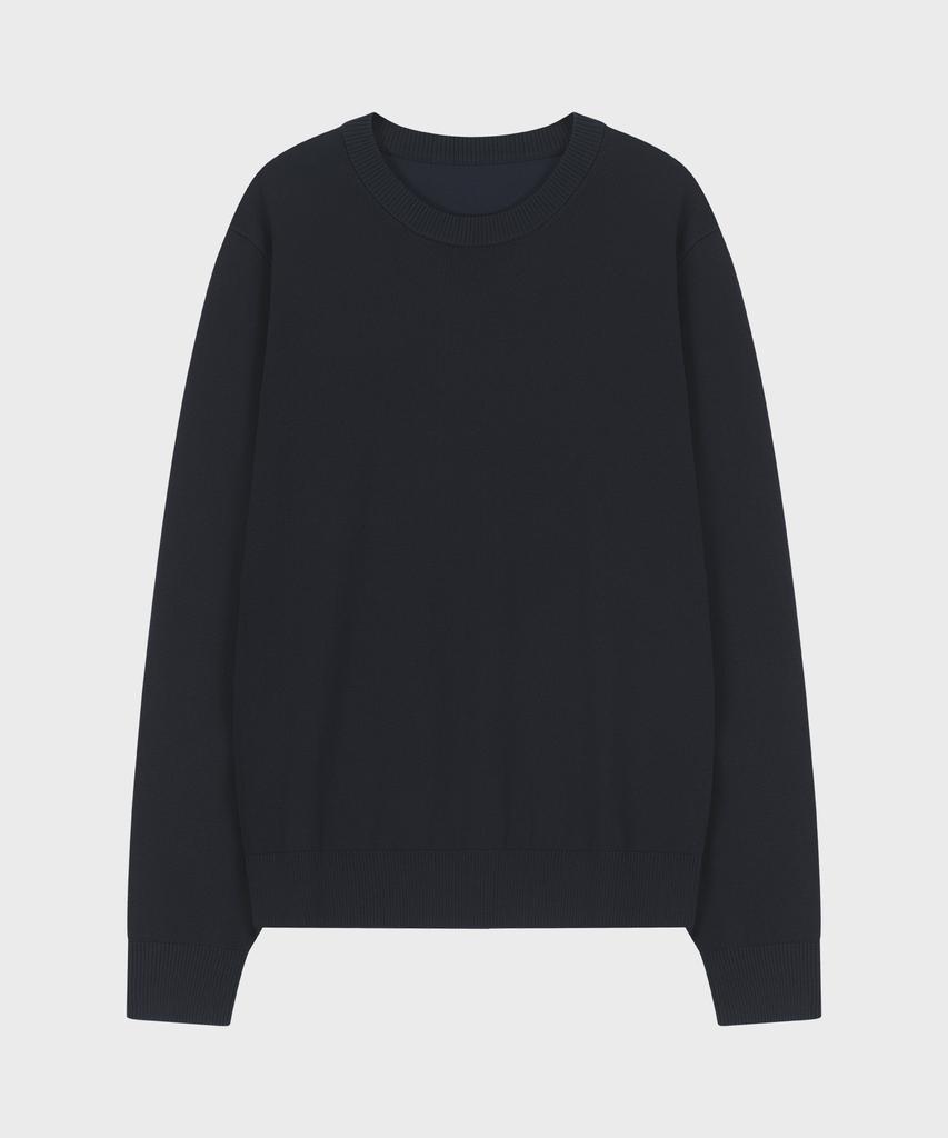 NOIRER Silky Round Neck Knit (Navy)