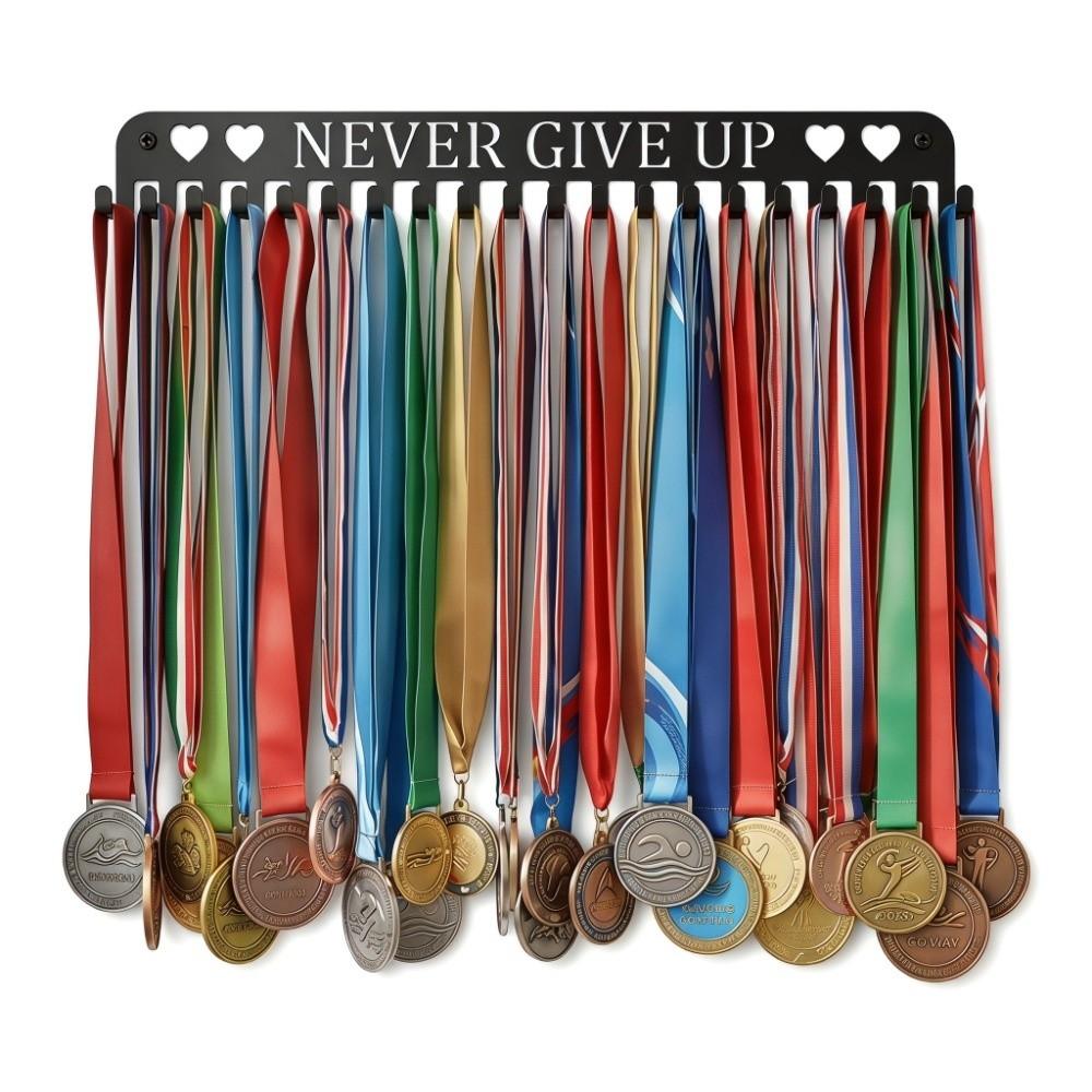 Large Capacity Medal Display Rack Sturdy Wall Mounted Award Hanger Holder Black Easy To Install Medal Hook Award Holder