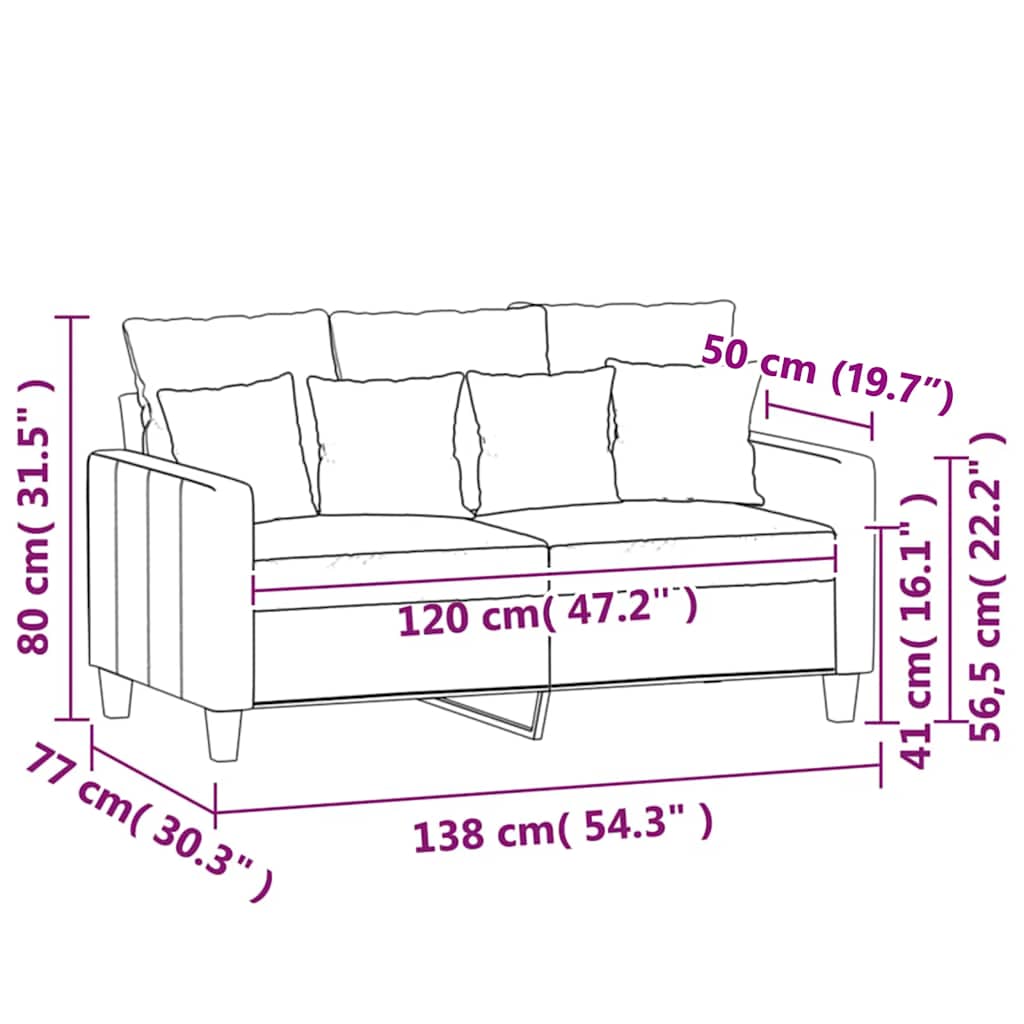 Vidaxl 2-Seater Sofa, Dark Grey, 120 Cm, Upholstered In Velvet